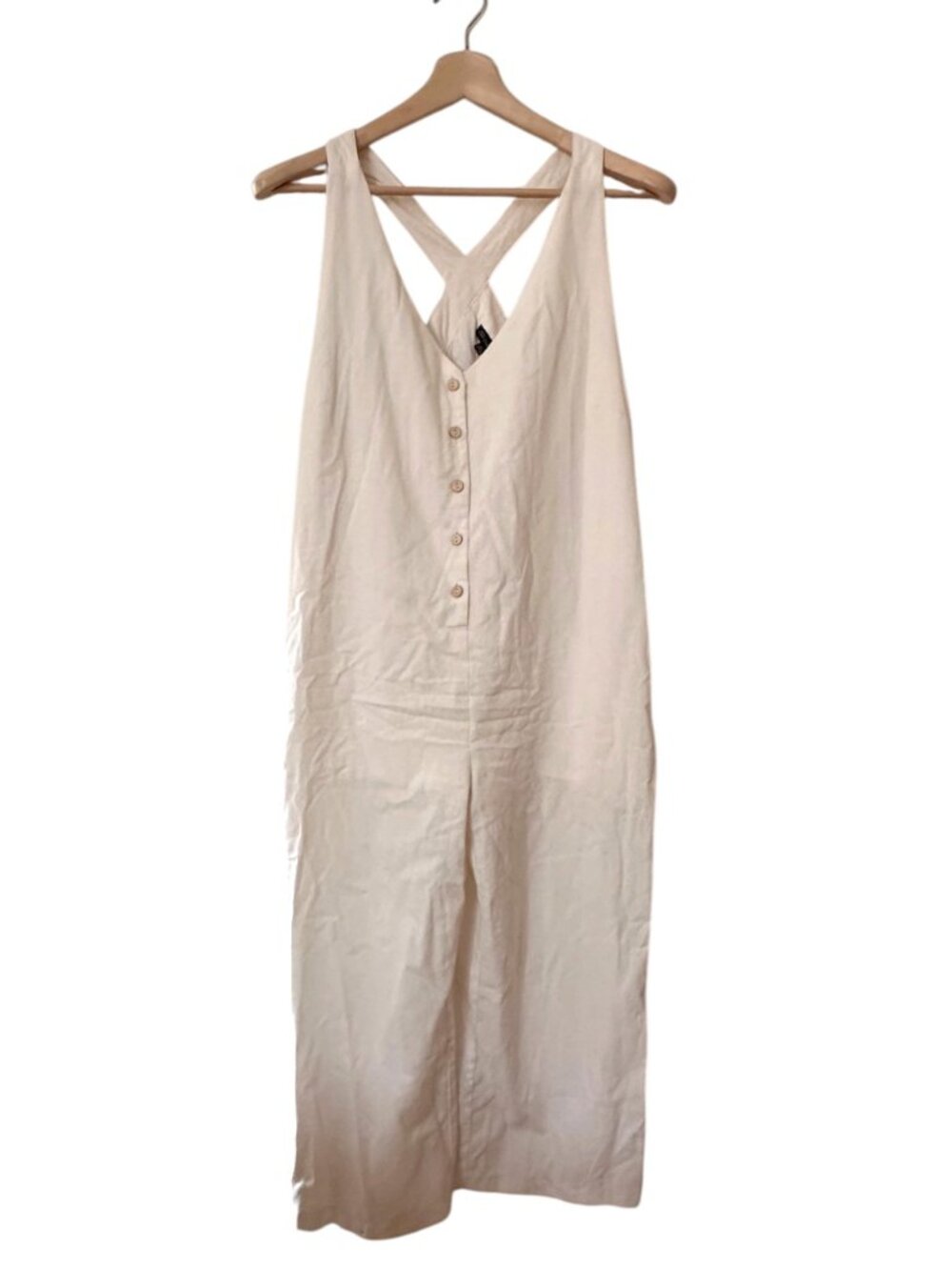 Shinestar Linen Blend Jumpsuit -Size XL - White - Like New